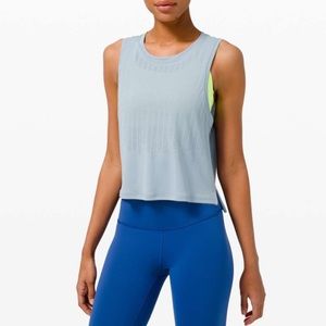 Lululemon Train to Be Tank Chambray Rain Stripe